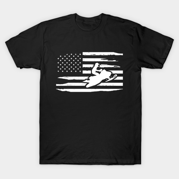 Snowmobile  and american flag T-Shirt by KC Happy Shop